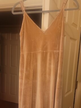 NWOT Women's MPC Velvet Spaghetti Strap Jumpsuit in Blush Size Small